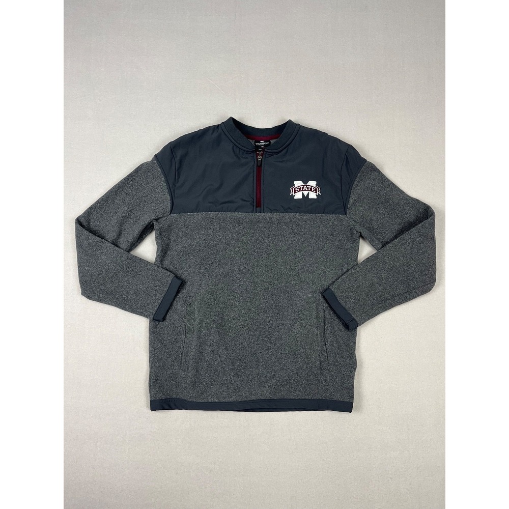 Mississippi State University Bulldog Pullover Mens M Gray 1/4 Zip Colosseum